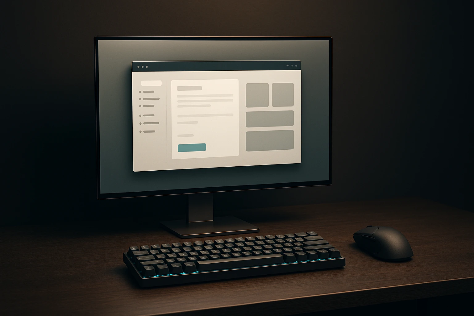 Egy számítógép képernyője, rajta egy felhasználói felület terve.