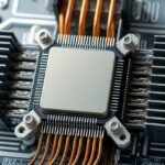 CPU hűtőbordák és processzor közelről, technológiai részletek