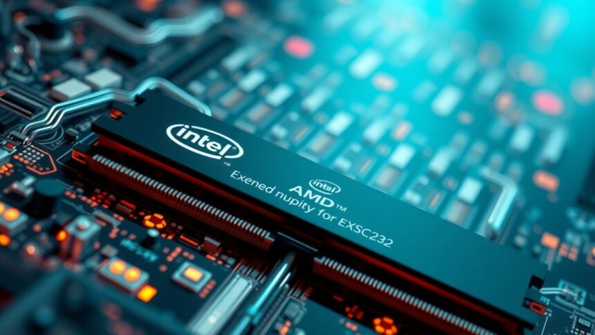Intel és AMD memória modul egy számítógépes alaplapon
