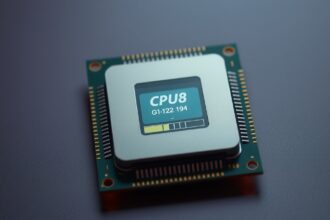 Modern CPU chip with energiemanagement display