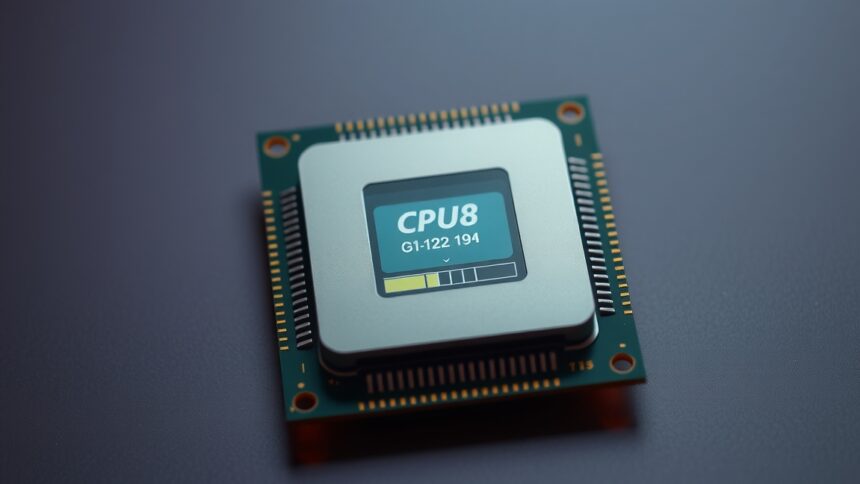 Modern CPU chip with energiemanagement display