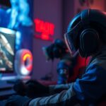 Játékos az Intel Core i5 gaming teszt közben, modern számítógépen.