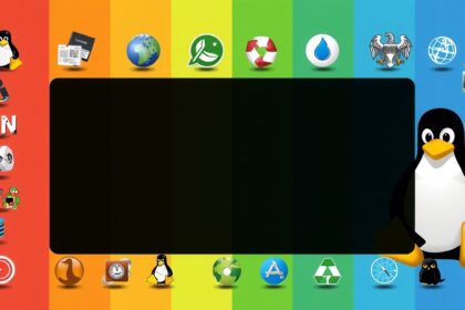 Színes háttér előtt különböző Linux disztribúciók ikonjaival