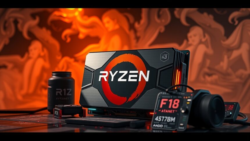 AMD Ryzen 7 7800X3D processzor különböző kiegészítőkkel