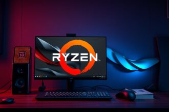 AMD Ryzen 3 5300G APU as a gaming setup with colorful LED lights.