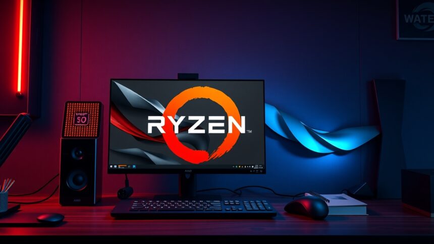 AMD Ryzen 3 5300G APU as a gaming setup with colorful LED lights.