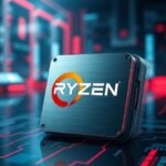 AMD Ryzen 9000 processzor világító háttér előtt