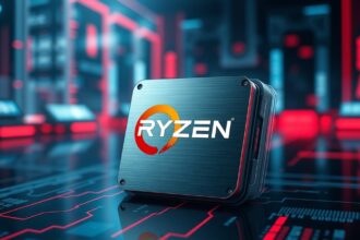 AMD Ryzen 9000 processzor világító háttér előtt