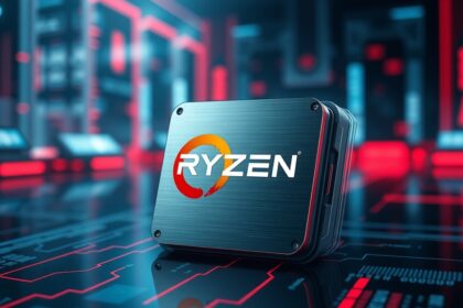 AMD Ryzen 9000 processzor világító háttér előtt