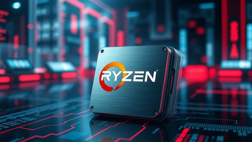 AMD Ryzen 9000 processzor világító háttér előtt