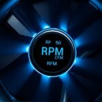 CPU ventilátor RPM és CFM jelzők kivilágítva