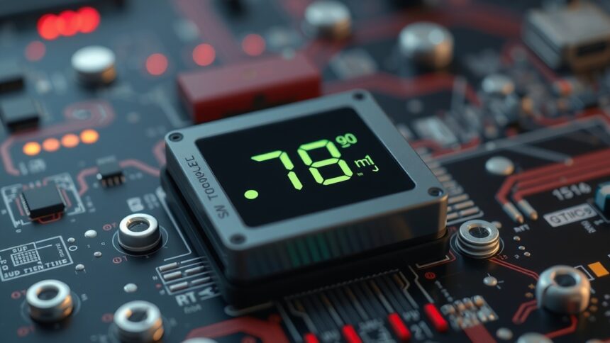 CPU hőmérséklet kijelző egy számítógépes alaplapon