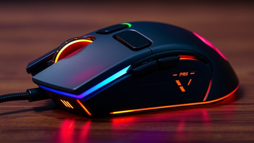 Profi gamer egér RGB világítással és ergonomikus dizájnnal.
