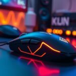 Ergonomikus gamer egér dinamikus világítással az asztalon