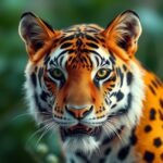 Gyönyörű tigris, élénk színekkel és részletes mintázattal