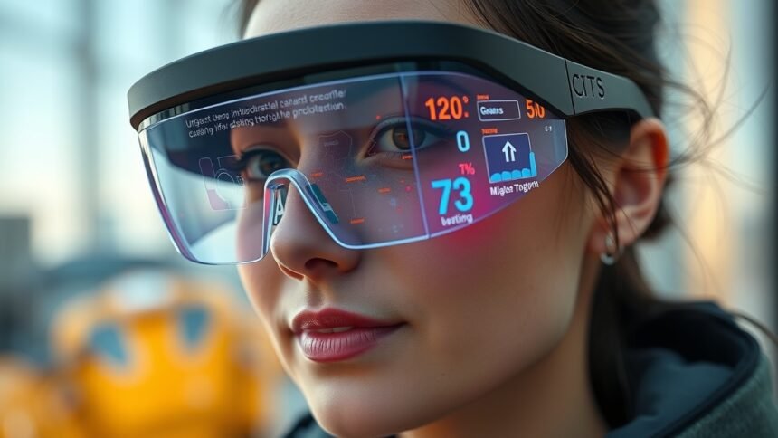 AR szemüveg viselője digitális információkkal a látóterében