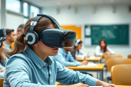 Diákok virtuális valóság oktatásban, magával ragadó tanulási élmények.