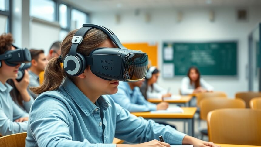 Diákok virtuális valóság oktatásban, magával ragadó tanulási élmények.