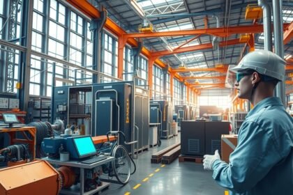 Ipari környezet, ahol AR technológia segíti a karbantartást és tervezést.