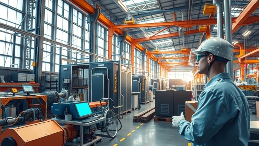 Ipari környezet, ahol AR technológia segíti a karbantartást és tervezést.