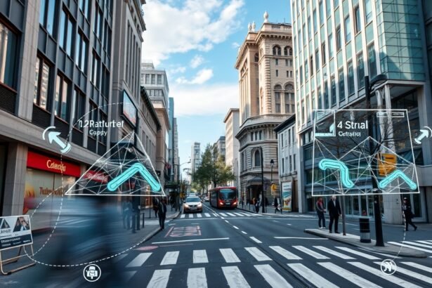 Kiterjesztett valóság navigációs útvonal irányítás képe