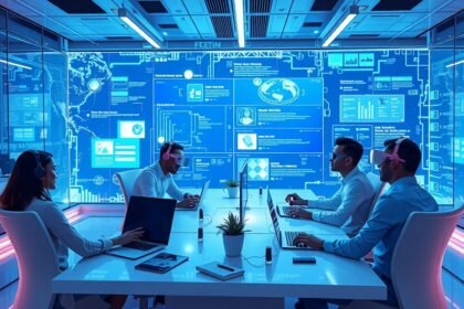 Virtuális valóság meeting a modern technológiában.