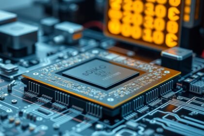 Processzor chip az elektronikai áramkörön