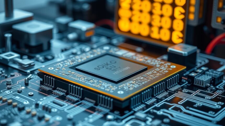 Processzor chip az elektronikai áramkörön