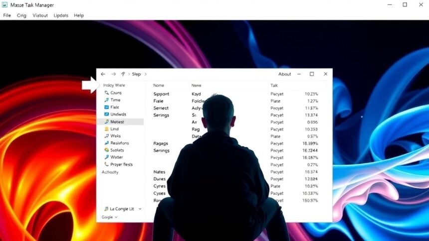 A Feladatkezelő felülete és egy felhasználó háttal ülve