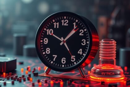 Óra és mérőeszköz, ami a számítógép teljesítményét szimbolizálja.