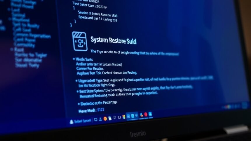Kép egy számítógép képernyőjén a rendszer-visszaállítás folyamatáról