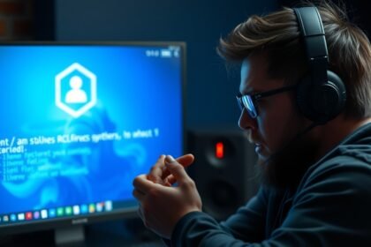 Felhasználó fejlesztési problémák megoldásán dolgozik számítógépen.