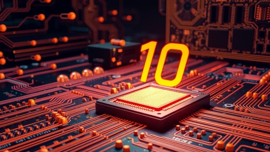 10 GHz processzor ábrázolása elektronikus áramkörön