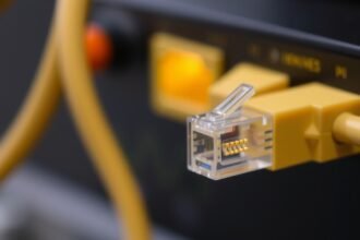 Ethernet kábel csatlakozó egy routeren
