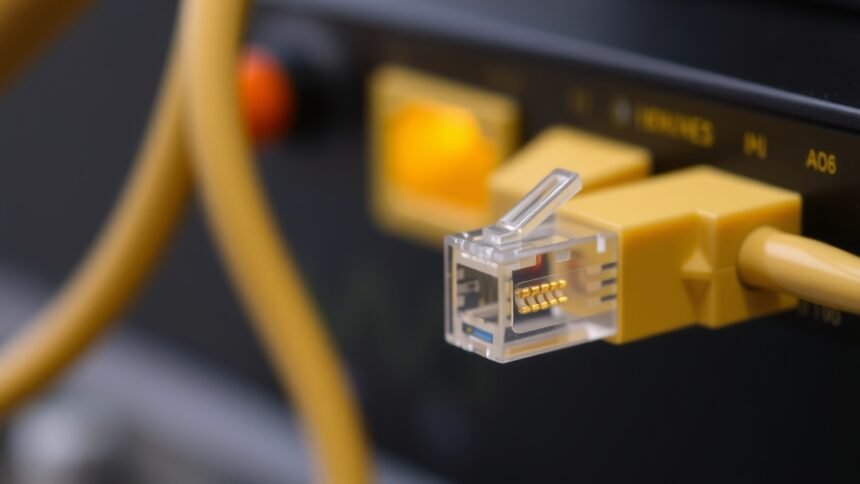 Ethernet kábel csatlakozó egy routeren