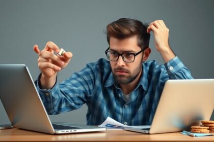 Férfi weboldalak betöltési problémával küzd a laptopján.