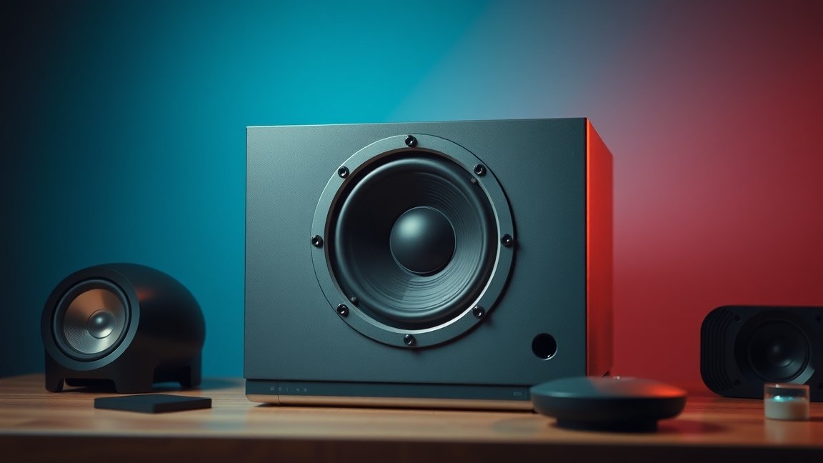 Modern beépített hangszórók különböző típusai az asztalon