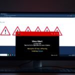 Számítógépen megjelenő vírusfigyelmeztetés üzenet