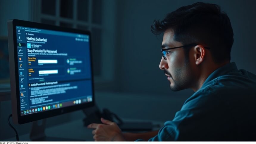 Felhasználó a Windows jelszó-visszaállítási képernyő előtt