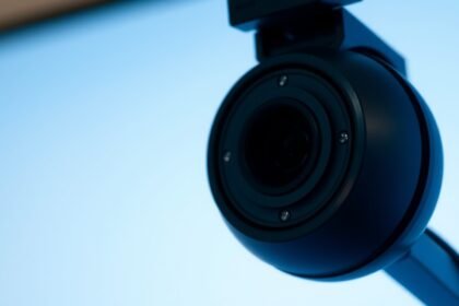 Webkamera közelről, technológiai beállításokkal kapcsolatos kép.