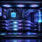 Modern PC-hardware összetevők, AI gyorsítás és ray tracing inspirálta vizuális bemutató.