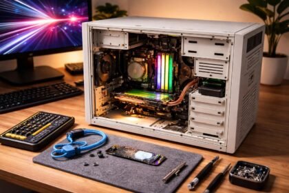 Régi asztali PC belseje felújítva: új RAM és SSD telepítés