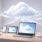 Vizuális ábra az iCloud szolgáltatások működéséről, biztonsági beállításokról és előfizetésekről.