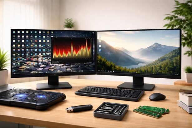 Laptop vagy asztali PC, amely OS-t telepít, és teljesítményjavítást vizsgál.